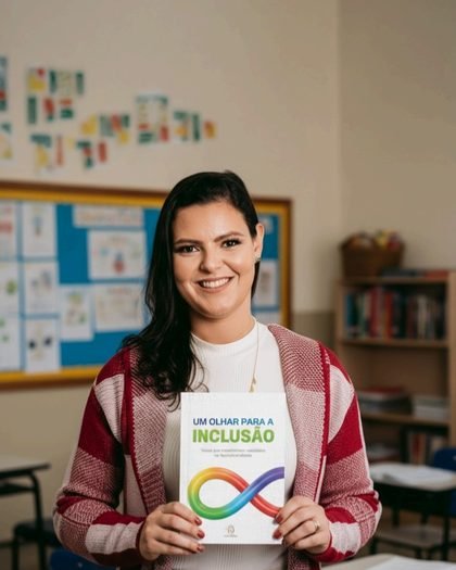 Larissa Porto com o livro Um olhar para a inclusão
